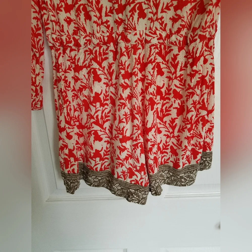 Free People Red Gray Floral Romper Size Small - Picture 9 of 14